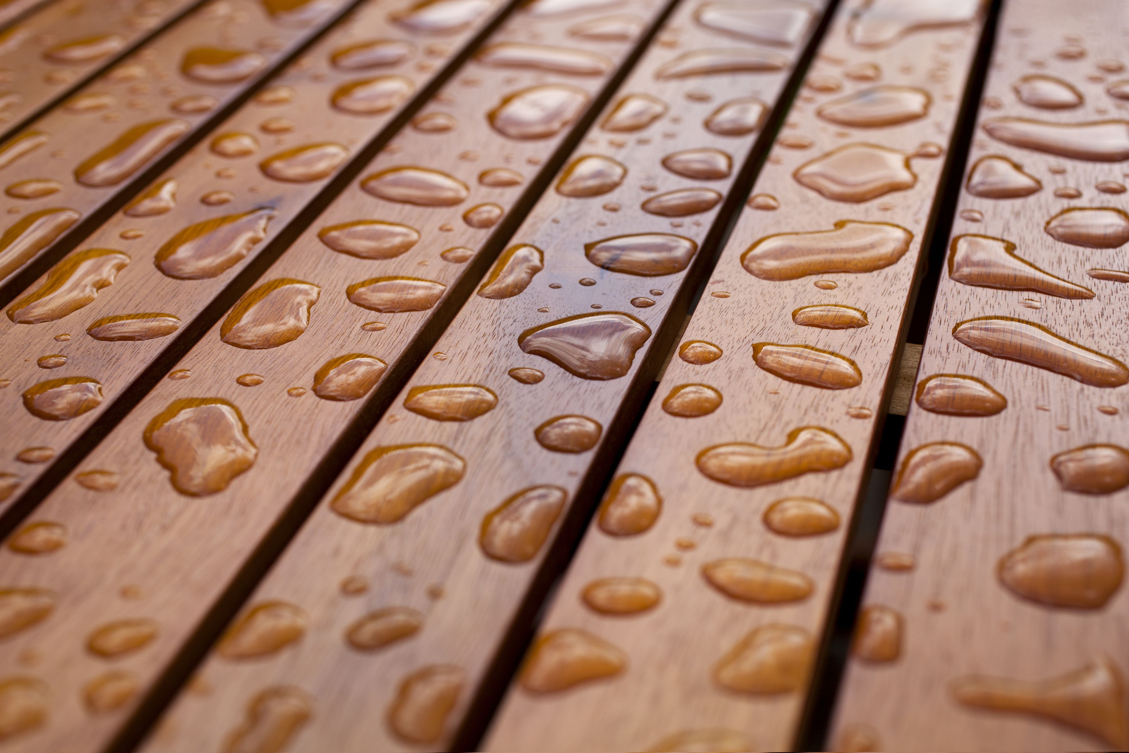 Water on wood decking