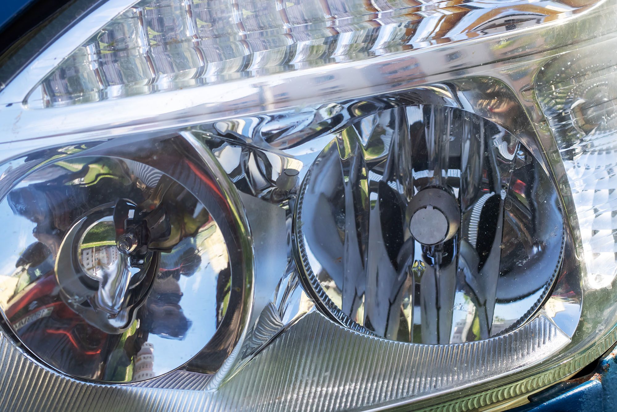Close up of a car headlight
