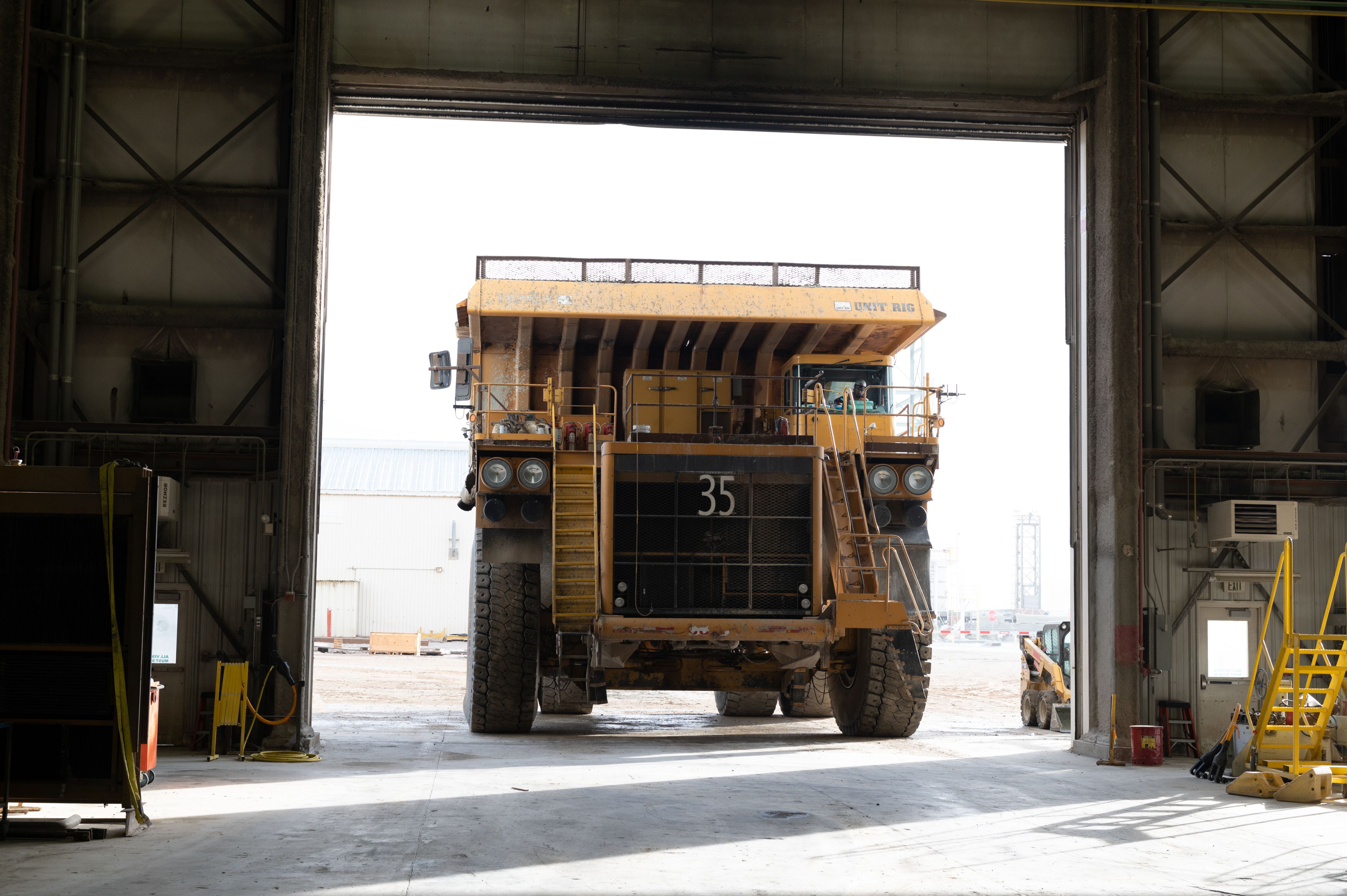 Haul truck coming into the U.S. Borax truck shop