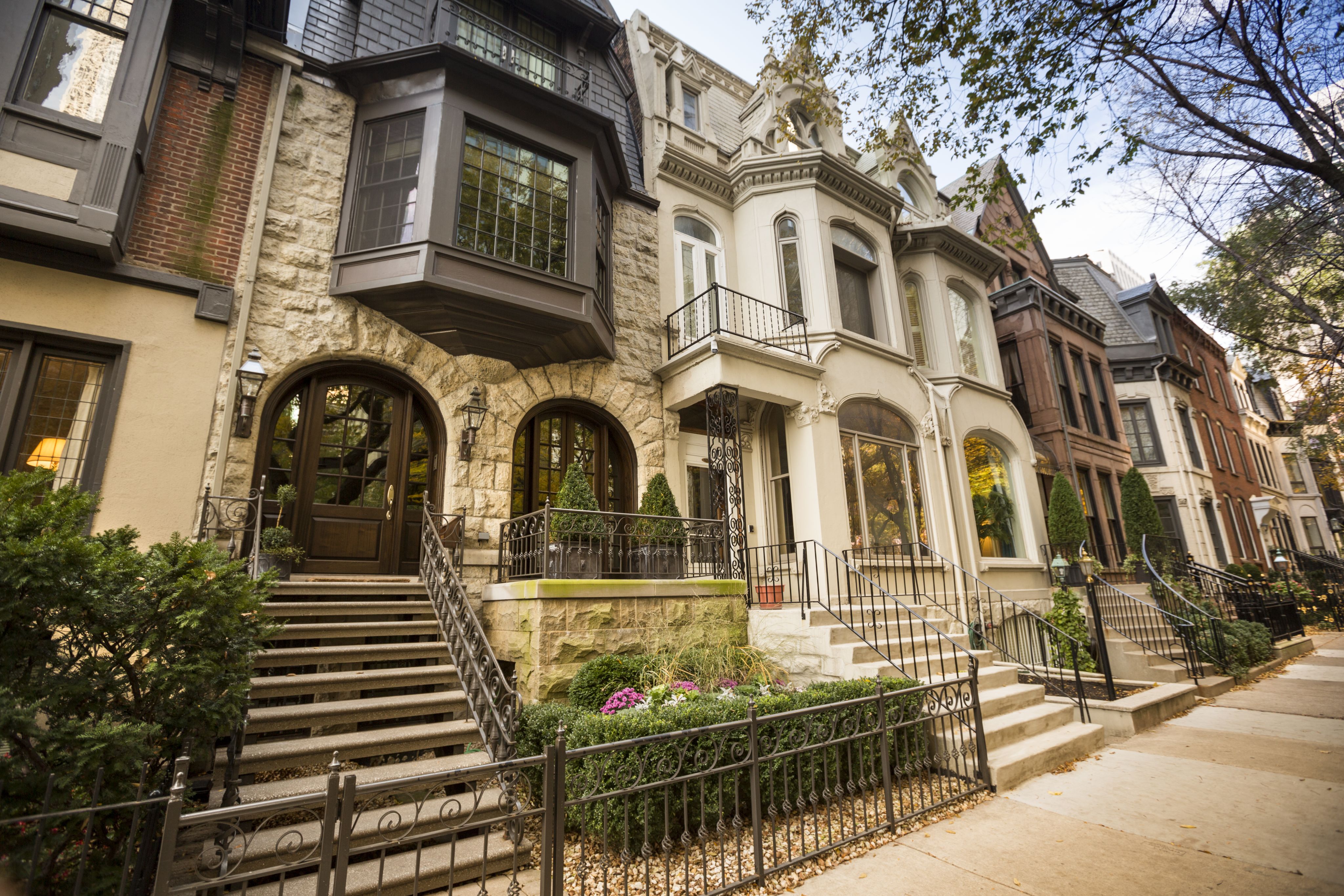 Row houses along a city street