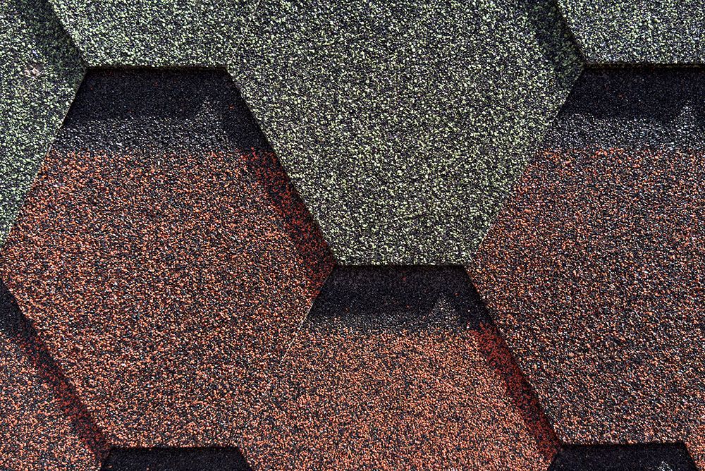 Close up of asphalt roofing tile